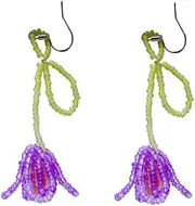 [RYEPOLNIX] Handmade Earrings Purple Tulip Beaded Ear Hooks Holiday Summer Beach Sweet Cute Cool Girls Party Earrings/598