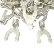 100 Spade Fork Terminal Connector Non-Insulated Uninsulated 12-10g AWG Gauge 1/4