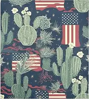 Refrigerator Magnet Cover Decorative Magnetic Dishwasher Front Door Cover Sticker for Home Kitchen Decor, 23x26 Inch Julyth Independence Day Elements Cactus and American Flag Red White Blue Co