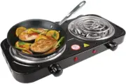 Double Induction Cooktop 2000W Portable Electric Burner, 5 Temp Levels