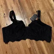 New! Bra Size 42DD City Chic Women's Lara Underwire Lace Black