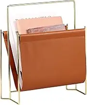 Magazine File Holder,Magazine Basket,Leather Mail Organizer,Desktop Magazine Rack,Leather Magazine Shelf for Home Office Bedroom