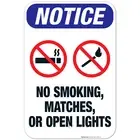 No Smoking, Matches, Or Open Lights Sign, OSHA Notice Sign,