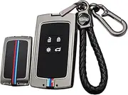 ontto Zinc Alloy Car Key fob Cover case Fit for Renault Captur Megane Espace Clio Zoe Koleos Scenic 4 Arkana Dacia Sandero Keyring Key Shell Holder Bag Keychain Protective Accessories Black A