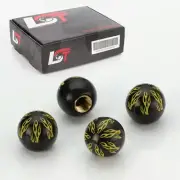4x Valve Caps Tyre Valve Cover Ball Fire Black for mazda (for: Mazda)