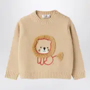 [Il Gufo] Beige wool pullover with lion embroidery 18 M Beige