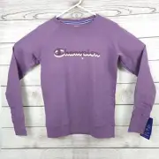 NEW Champion Women's MED Midnight Aster Powerblend Crew Classic Script Pullover