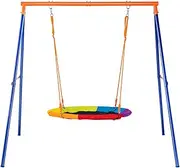 VEVOR Swing Set for Backyard, 440lbs Load Capacity, 40" Saucer Swing Seat with Heavy Duty A-Frame Metal Stand and Adjustable Rope, Easy to Assemble, Outdoor Swingset for Kids