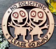 No Soliciting Sign front door no solicit warning go away plaque No solicitors