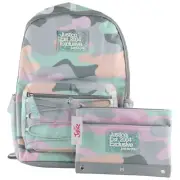 Justice Pastel Camo Backpack Bag and Pencil Case for School Girls