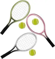Hohopeti 3 Sets Miniature Tennis Racket Dollhouse Decor Photography Props Realistic Design for Dollhouse Accessories Versatile Mini Tennis Rackets and Balls for Creative Displays