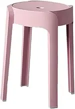 B Baosity Round Stool Dressing Stool Portable Stacking Stool Dining Table Stool for Living Room Hotel Apartment Restaurant Decoration, Pink