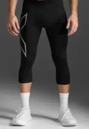 2XU Core Mens Compression 3/4 Tights - Black/Silver Size L