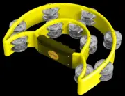 Mano Percussion DBL 1/2 Moon Tambourine 10 Prs Nkl Dbl Row Yellow TMP13Y