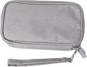 Double Layer Shockproof Electronics Organizer Bag Travel Digital Storage Pouch for Data Cables and Chargers Water Resistant Grey Design with Convenient Hanging Ring