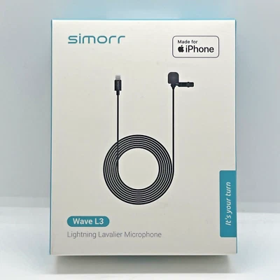 Simorr Wave L3 Lightning Lavalier Microphone Omni-Directional Lapel Mic - New