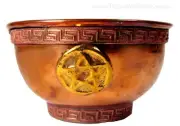 Pentagram Offering Bowl 3" Copper and Brass Cauldron Incense Burner