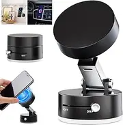 Magnetic Suction Phone Mount, 2025 New Vacuum Magnetic Suction Phone Holder Foldable and Retractable, 360° Rotation Hands-Free Magnetic Cell Phone Holder for Car Mirror & All Smooth Surface (Black)