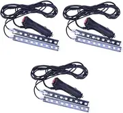 ULTECHNOVO 3pcs Led Car Accessories Interior Lights White Neon Strip Atmosphere Lamps Easy to Fit Music