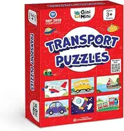 [GiniMini] Transport Vehicles Jigsaw Puzzle for Kids - Set of 16 | 2-Piece Self-Correcting Puzzles & Toddler for Cognitive Educational Development Fun Learning Game Fine-Motor Skills | Age 3+
