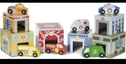 Melissa & Doug Nesting & Sorting Buildings & Vehicles Trucks Wooden Toy Trains