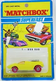 Matchbox Superfast New 1 Mod Rod Yellow W/ Red Wheels Original Blister Card HTF