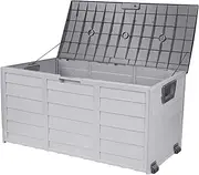 LI LIVSIP 290L Outdoor Storage Deck Box Bench, Waterproof & Lockable Large Storage Box Container Bench with Wheels & Handle for Cushion Pillow Toys Garden Tools, Grey