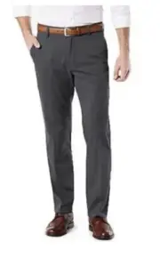 NWT* Dockers Straight Fit Easy Khaki Flat Front Grey Chino Pants Men's 34