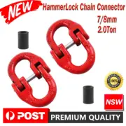 2Pcs Hammerlock Eye Sling Hook Safety Chain Caravan Trailer Connector 2000kg 8mm