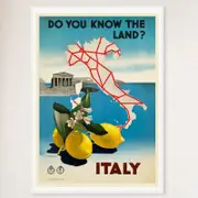 Galrie Italy Vintage Travel Print-Discover the Enchanting Landscapes of Italy Art Décor, White Frame, A3 30 x 42cm (12 x 16inch)