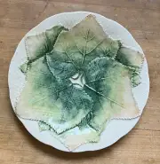 Hand Painted Majolica 8 Inch Plate Large Grape Leaves Made in Italy Never Used