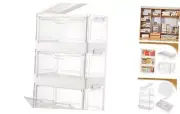 3 pack Clear Stackable Storage Bins with Lids,Foldable 24 QT-3 Pack&3 Lid-Clear