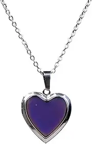 [Baoblaze] Elegant Multi Color Change Heart Stone Locket Pendant Mood Pendant Necklace