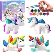 Unicorn Squishy Toys, Paint Your Own Squishies Slow Rising Kit, Large Squishies Pack Stress Relief Toy for Boys and Girls, Arts and Crafts for Kids 4 5 6 8 12, Birthday Easter, 4 Pack