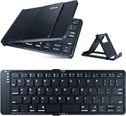 Bluetooth Keyboard Foldable Wireless Foldable Keyboard with Mac, iOS, Android, Windows (Black) (Black Grey)