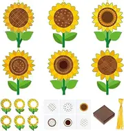Motipuns 24 Sets Sunflower Flower Crafts Set Suncatcher Tissue Paper Crafts Kit DIY Party Decor Make Your Own Flower Hanging Ornaments for Summer Home Fun Spring Mother's Day Activities