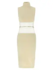 [Elisabetta Franchi] Elisabetta Franchi-Gauze Insert Dress Abiti Bianco-Donna 40IT
