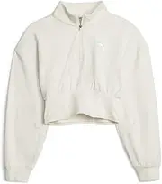 [PUMA] Womens Cloudspun Fashion Half Zip Long Sleeve Training Athletic Tops Casual Half Zip Compression - White