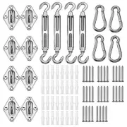 80 Pcs Shade Sail Hardware Kit for Triangle Rectangle Sun Shade Installation