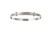 Solid Silver Childs Bangle 3 to 7 Years Greek Key Design Expandable 925 Hallmark