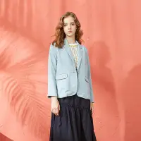 在飛比找Yahoo奇摩購物中心優惠-【CUMAR】純色簡約西裝-女長袖外套 素色 藍 深藍(二色