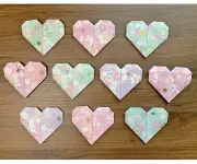 Free Shipping* 10 Origami Heart shaped Bookmarks ( Cherry Blossom Pattern )