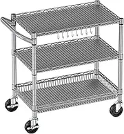 Kitchen Island Freestanding Wheeled Kitchen Island Cart Adjustable Shelves Metal Storage with Handle and Shelf Lining Mobile Kitchen Storage Islands