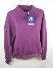 Champion Women's Sweatshirt XL Zip Neck Cropped Long Sleeve Purple Top NWT