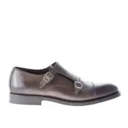 MIGLIORE men shoes made in Italy smog Grey washed leather double monk strap
