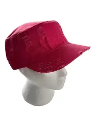 NEW Women's One Size Distressed Cadet Style Hat Cap Pink
