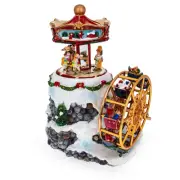 Whirling Ferris Wheel Village: Musical Christmas Figurine with Rotating Motion