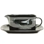 OPUS BLACK by Mikasa Gravy Boat & Stand made Japan FK701 NEW NEVER USED