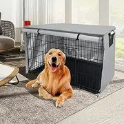 Dog Crate Cover, Heavy Duty Oxford Fabric Garden Courtyard Dog Cage Protector (Grey, 109 x 74 cm)