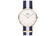 Daniel Wellington Classic Glasgow Rose Gold/Fabric Strap Unisex Analog Watch